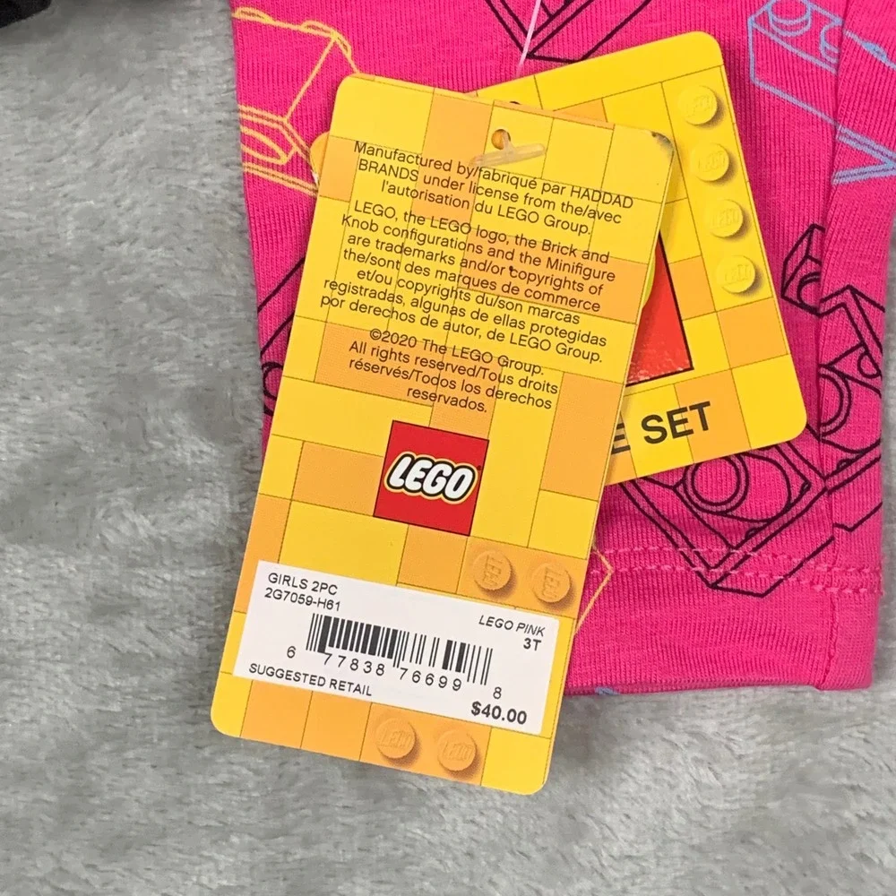 NEW LEGO Girls 2-Piece Outfit Set Size 3T Pink Black Play It Cool Shirt Leggings